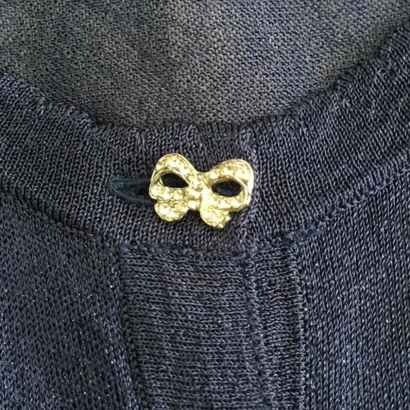 ALANNAH HILL Maybe Baby Blue Sparkly Bow Button Cardi Cropped Cardigan RRP$169 - Picture 4 of 8